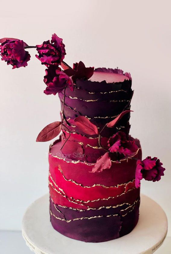 40 Eternal Elegance Wedding Cake Ideas : Ombre Rich Jewel Tones