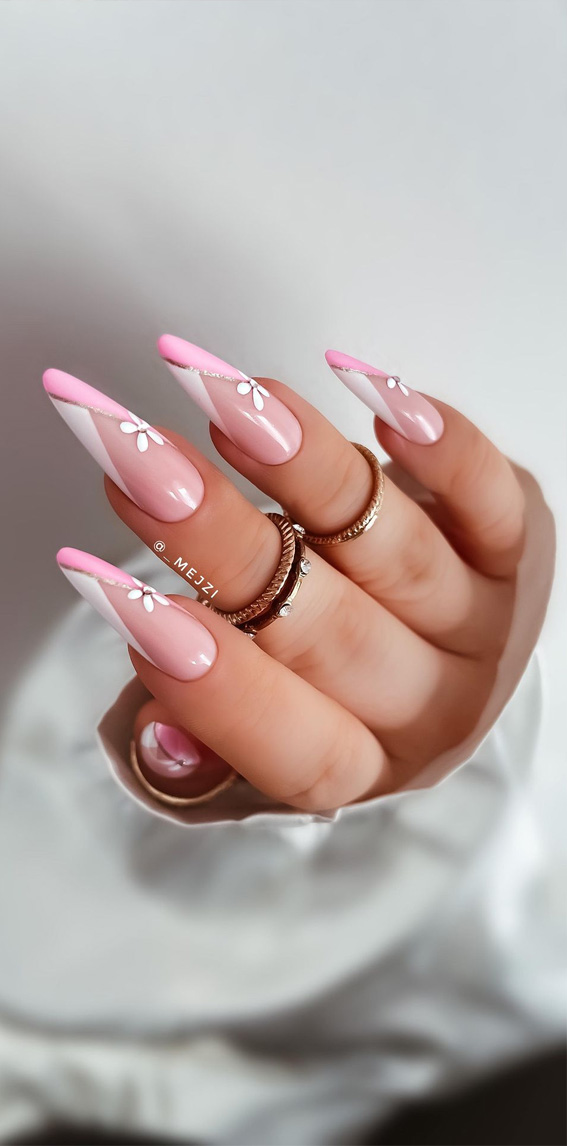 30 Playful Pink Nail Art Designs For Every Occasion : Pink & White V ...