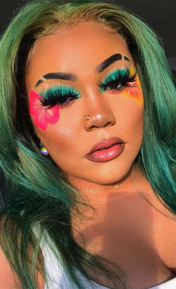 47 Cute Makeup Looks to Recreate : Tropical Summer Vibes