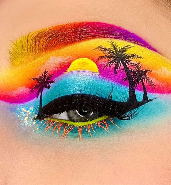 25 Exotic Makeup Looks for a Summer Escape : Tropical Sunset Makeup