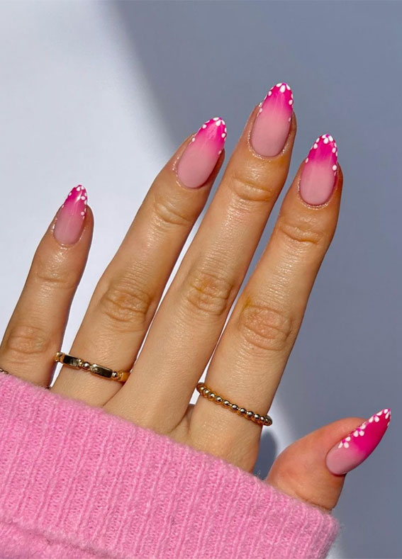 Celebrate Summer with These Cute Nail Art Designs : Ombre nails outlined with little flowers