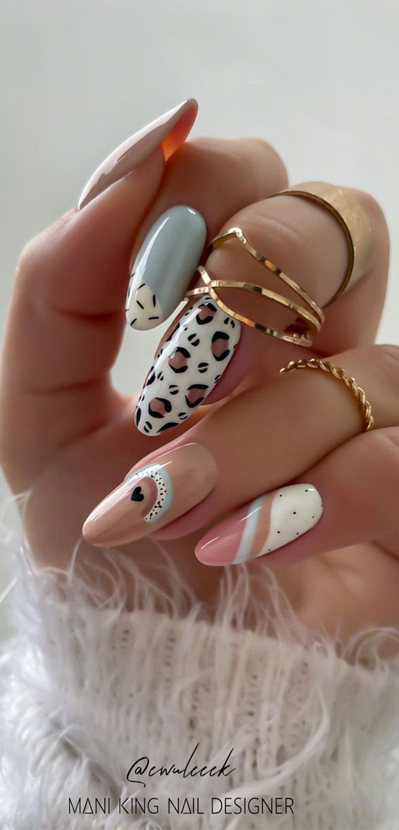 Channel the Enchanting Spirit of Summer on Your Nails : Leopard Print + Rainbow Bobo Nails