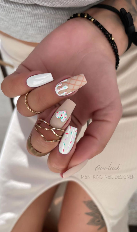 Channel the Enchanting Spirit of Summer on Your Nails : Ice Cream Drip Nails