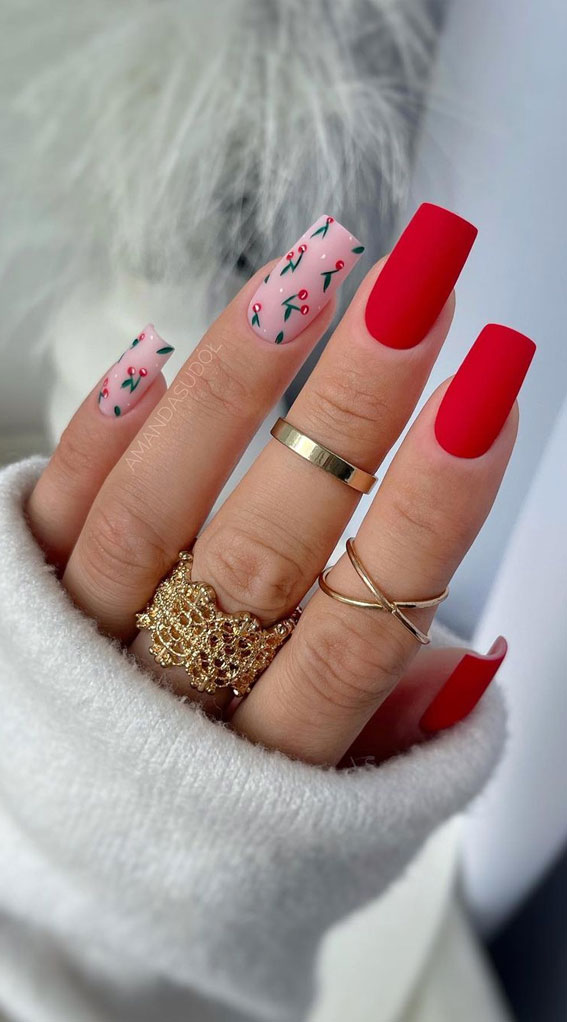 Channel the Enchanting Spirit of Summer on Your Nails : Red Cherry Nails