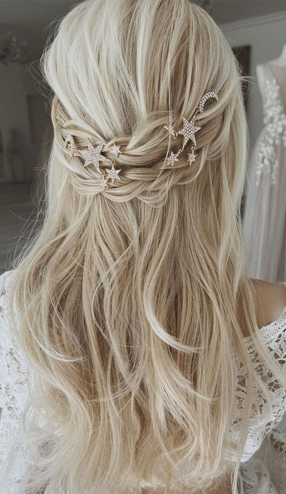 35 Enchanting Hairstyles for a Fairytale Wedding : Double Braided Half Up