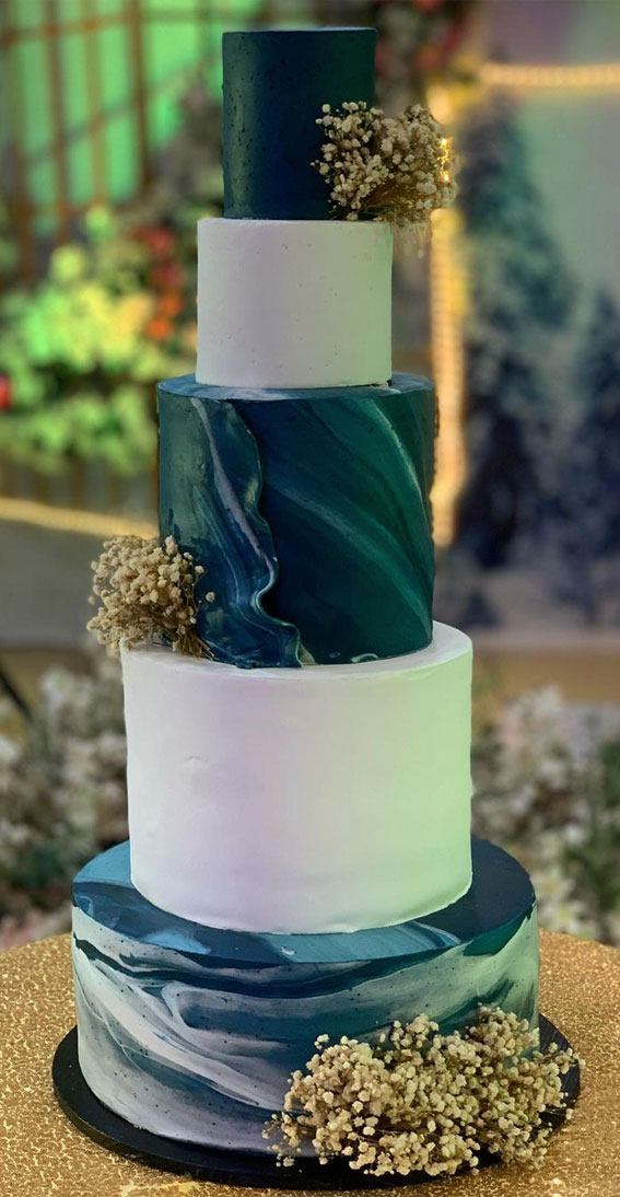 40 Eternal Elegance Wedding Cake Ideas : Blue Marble Elegance Cake
