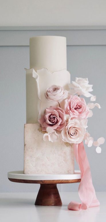 40 Eternal Elegance Wedding Cake Ideas : Round & Square Blush Cake