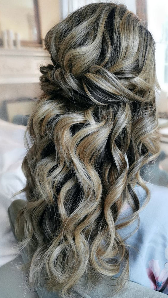 35 Enchanting Hairstyles for a Fairytale Wedding : Twisted Half Up Soft Romantic Look