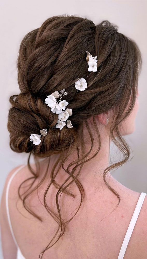 35 Enchanting Hairstyles for a Fairytale Wedding : Tousled, Low Bun + Soft Face Framing