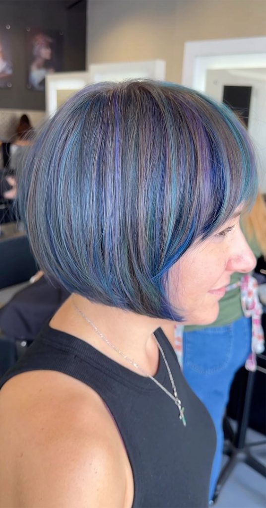 45 Versatile Bob Haircuts For Every Occasion Blue Chin Length Bob 2450