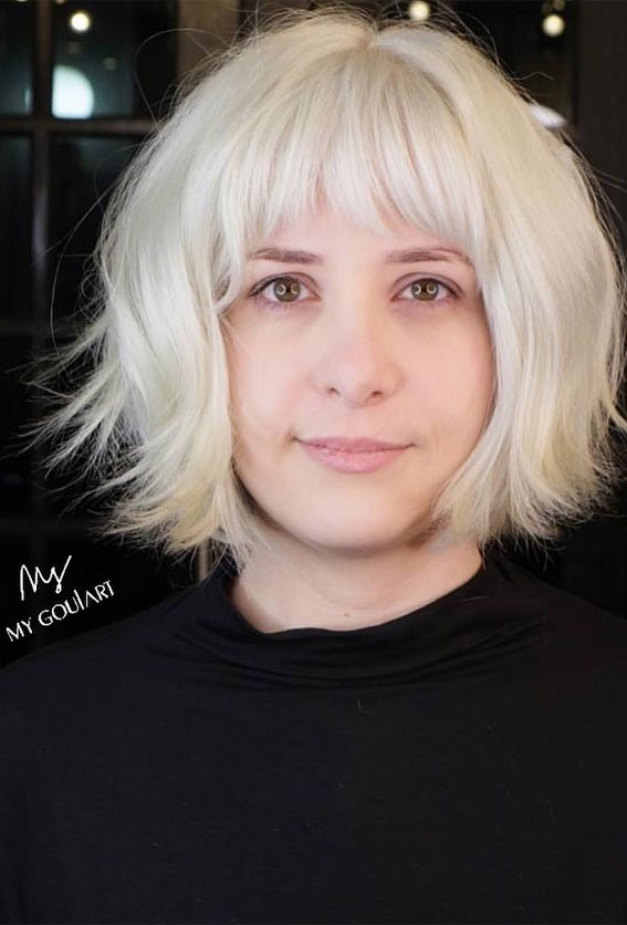 45 Versatile Bob Haircuts for Every Occasion : Effortless Icy Blonde Bob