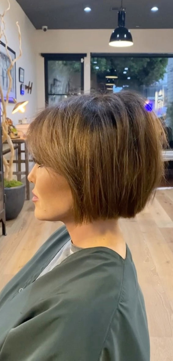 45 Versatile Bob Haircuts for Every Occasion : Classic Chin Length Bob with Bangs