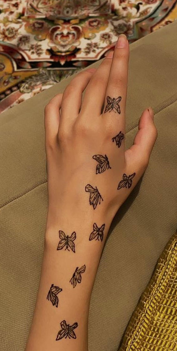 Intricate Henna Designs for Special Occasions : Butterfly Henna Clean Design