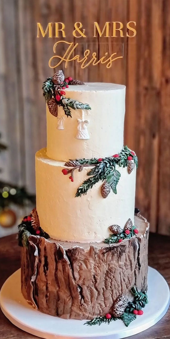 Woodland-inspired Wedding Cake Ideas : Woodland Christmas Yule Log Cake
