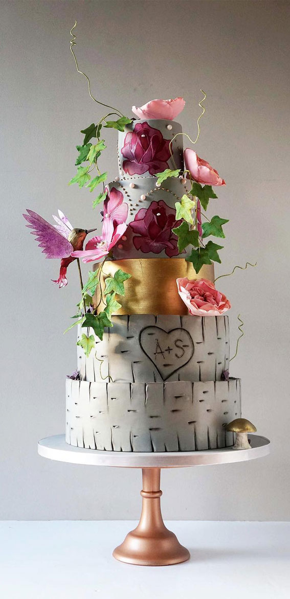 Wood Slice Wedding Cake, Tree Stump Wedding Cake, Woodland Theme Wedding Cake
