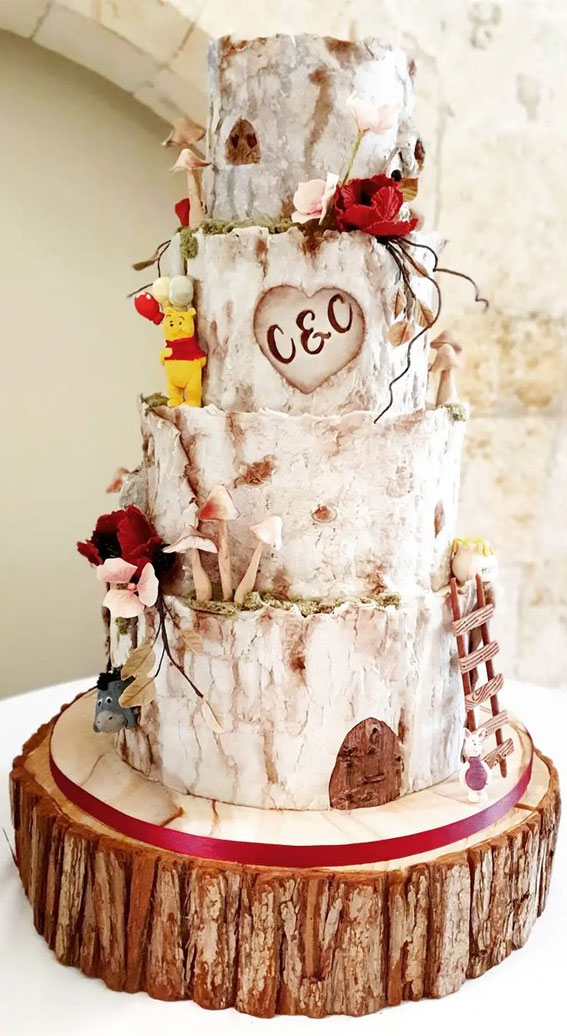 Woodland-inspired Wedding Cake Ideas : Winnie The Pooh in Woodland Cake