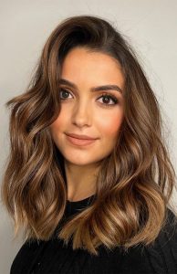 42 Breathtaking Balayage Hair Ideas : Brown Balayage Lob Hairstyle