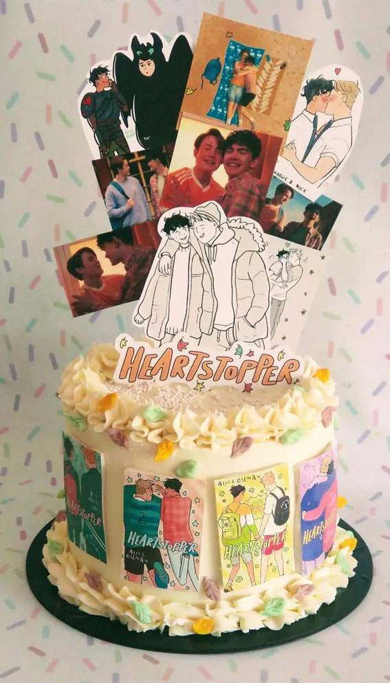 30+ Heartstopper Themed Cake Ideas : Heartstopper Book Theme Buttercream Cake