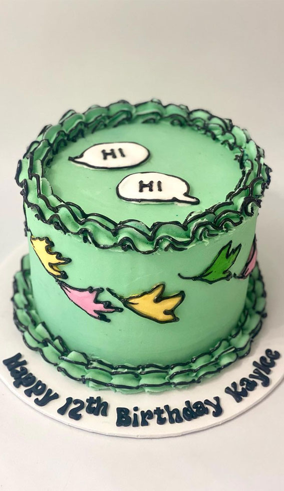 30+ Heartstopper Themed Cake Ideas : Fresh Green Comic Cake
