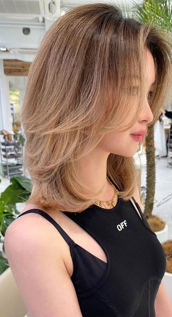 50+ Versatile Layered Haircuts : Ombre Beige Layered Long Bob