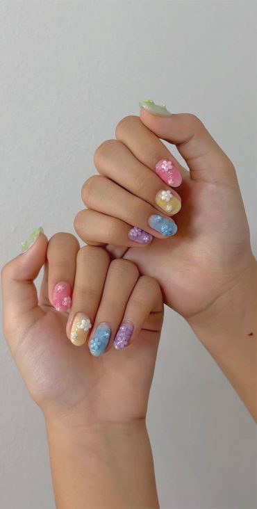 Chic Short Nail Art Designs For Maximum Style D Flower Pastel Nails