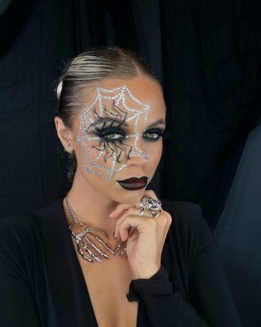 40+ Spooky Halloween Makeup Transformation Ideas : Rhinestone Spider ...