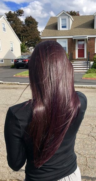 50 Cozy Fall Hair Colour Ideas for a Stylish Season : Dark Plum with ...