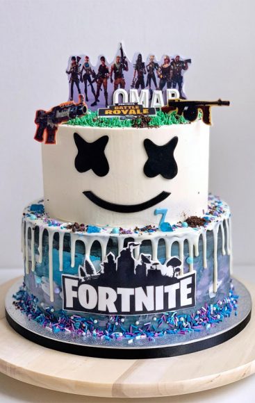 Fortnite Cake Ideas To Inspire You Marshmallow Two Tiered Cake 9806