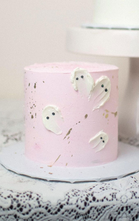 Halloween Cake Ideas for a Frighteningly Delicious Celebration : Cutie Ghost Soft Pink Cake