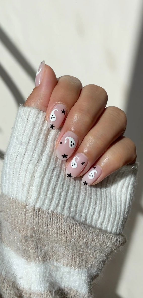 Dazzling Halloween Nails that Turn Heads : Ghosts & Black Stars