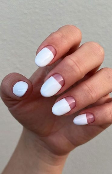 Minimalist Nail Art Ideas That Arent Boring White Colour Block Nails 5675