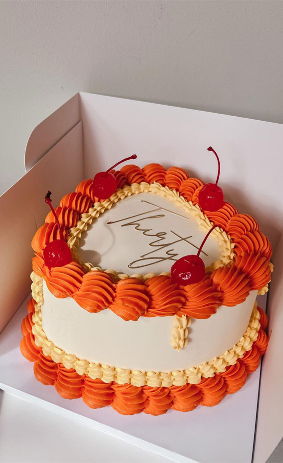 50 Lambeth Cake Ideas for Masterful Cake Decorating : Orange Terracotta Heart Cake