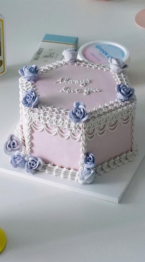 50 Lambeth Cake Ideas for Masterful Cake Decorating : Octagon Pink Cake