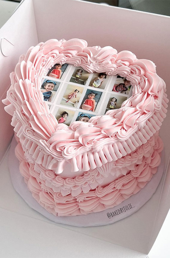 50 Lambeth Cake Ideas for Masterful Cake Decorating : Pink monochrome with an edible image collage