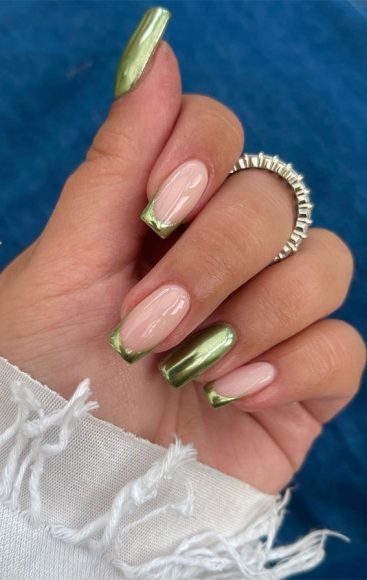 Chrome Elegance 25 Stunning Nail Art Ideas Matcha Green Chrome Nails 6328