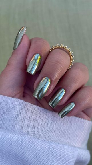 Chrome Elegance 25 Stunning Nail Art Ideas : Sage Chrome Nails