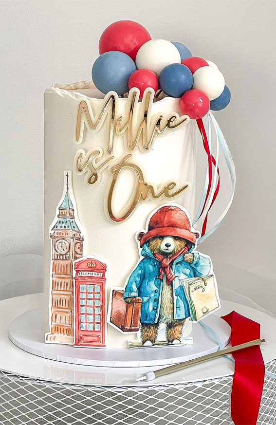 41 First Birthday Cake Ideas to Celebrate Milestone Moments : Paddington Bear Inspired Cake