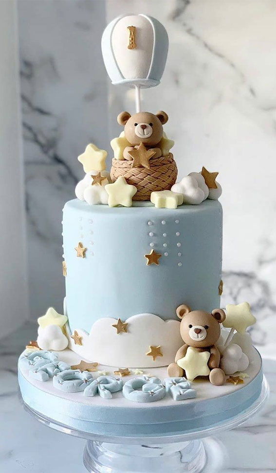 41 First Birthday Cake Ideas to Celebrate Milestone Moments : Baby Blue Dreamy Cake