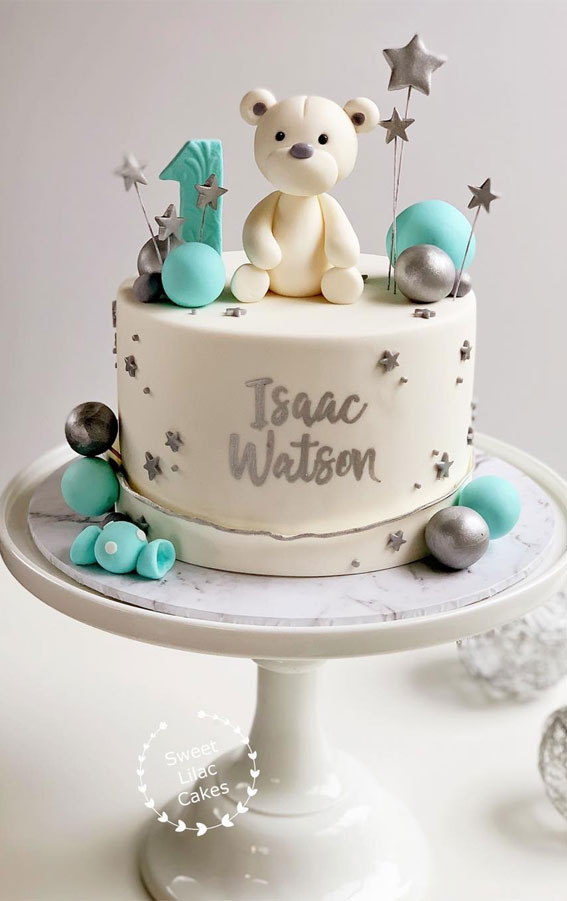 41 First Birthday Cake Ideas to Celebrate Milestone Moments : Silver & Tiffany Theme Cake