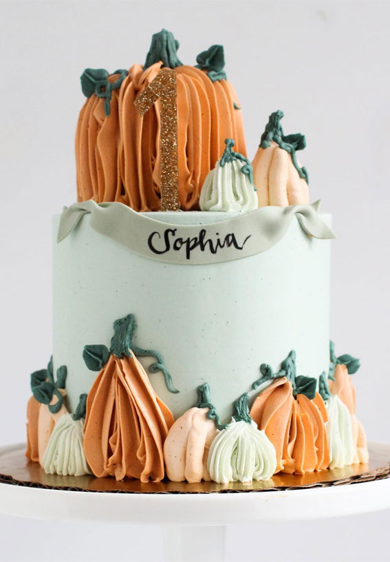 41 First Birthday Cake Ideas to Celebrate Milestone Moments : Pumpkin 1st Birthday Cake
