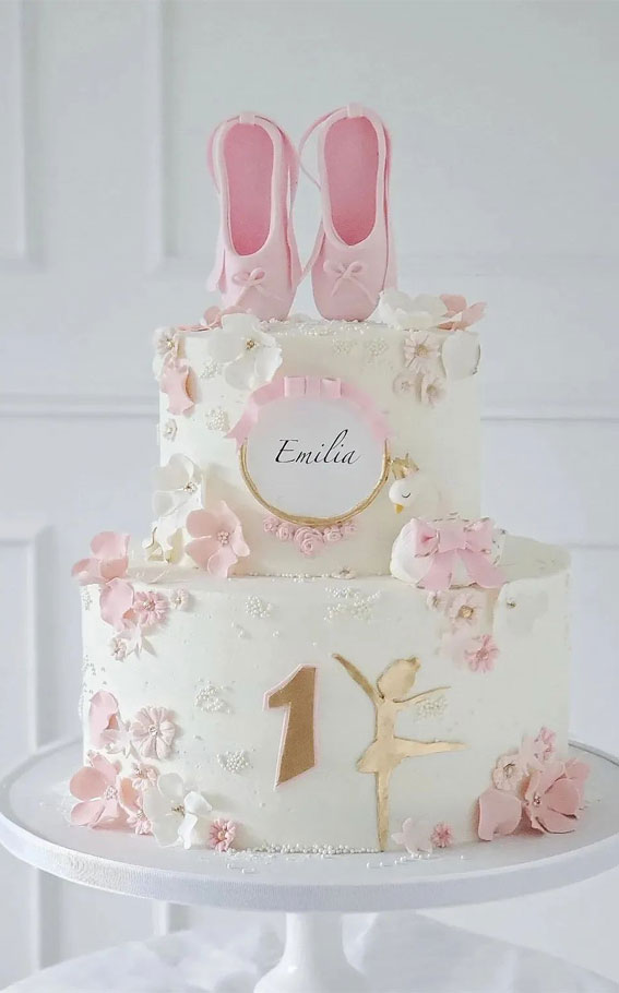 41 First Birthday Cake Ideas to Celebrate Milestone Moments : Swan Ballerina Pink Cake