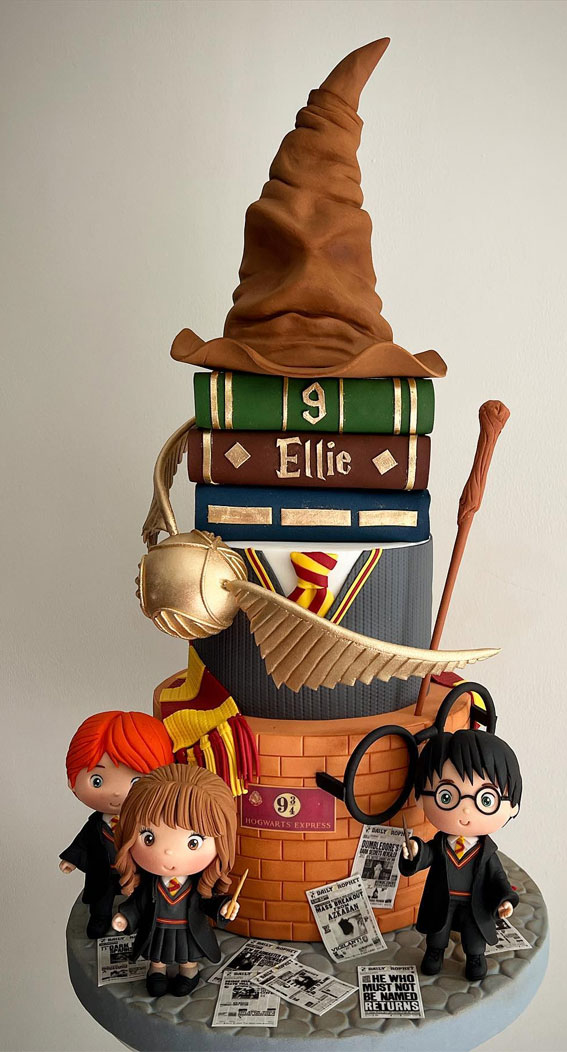 52 Enchanting Harry Potter Cake Ideas for Wizards and Witches : Platform, Spell Books & Sorting Hat
