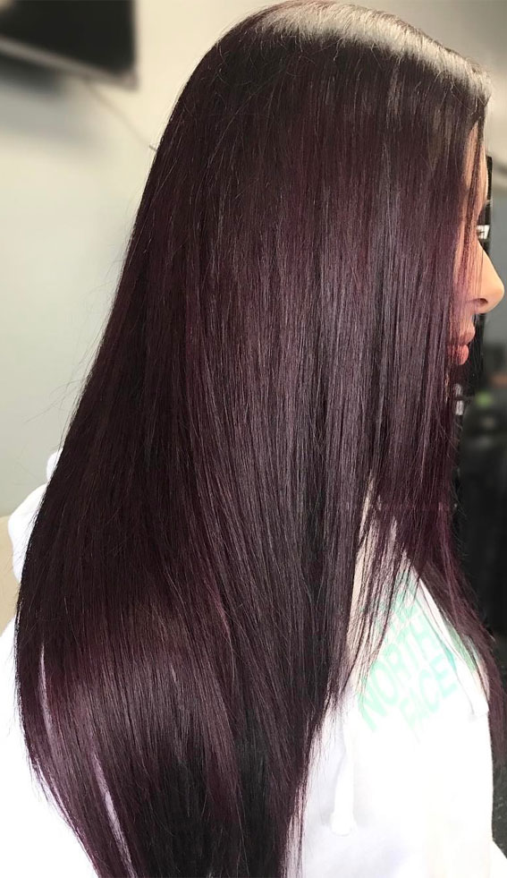35 Enchanting Winter Hair Colour Ideas : Red Wine Shade