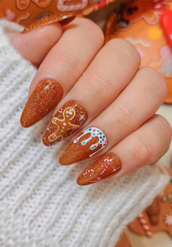 Magical Christmas Nail Art Inspirations : Gingerbread Man-Inspired Nails