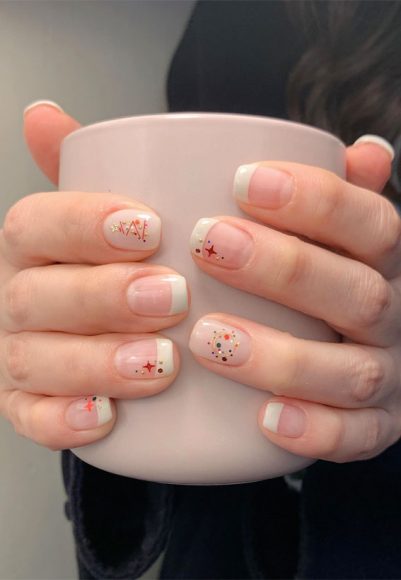 Festive Flourishes In Nail Art White Tip Festive Nails