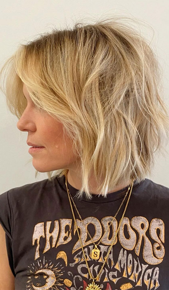 Creative Inspirations for Bob Haircut Styles : Blonde Textured Bob with Precision