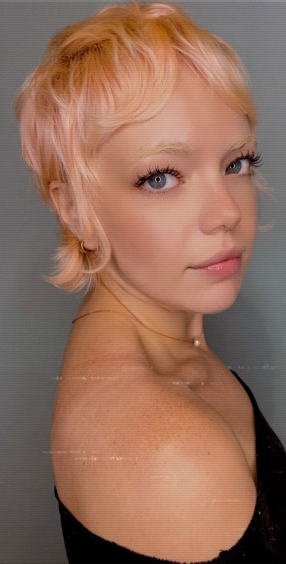 Unveiling the Latest in Hair Trends : Whimsical Peach Pixie Mullet