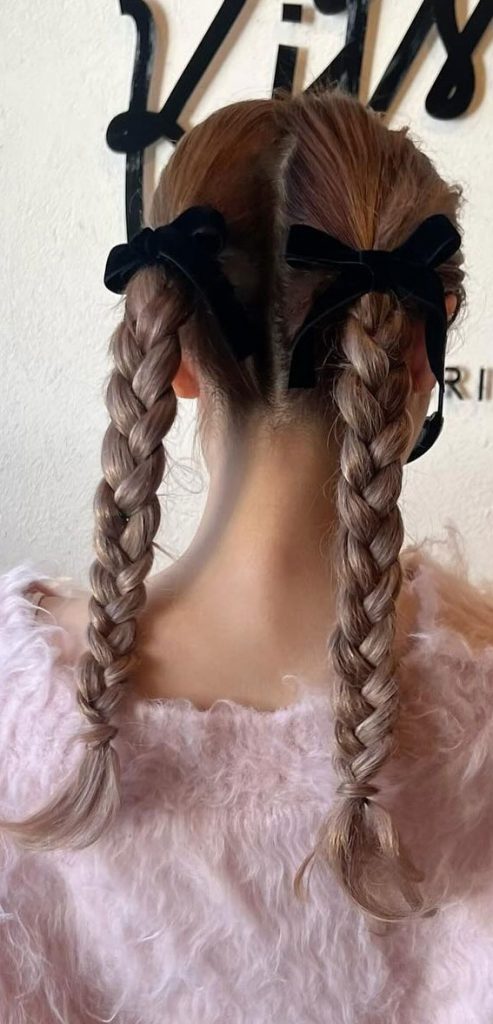 A Trendy Collection of Hairstyles Adorned with Chic Bows : Simple Braid ...