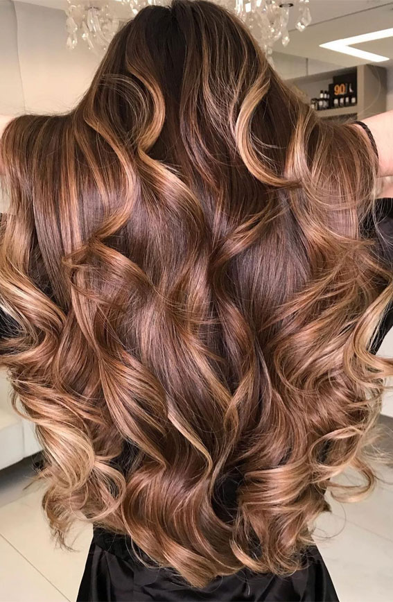 Enchanting Hair Colour Trends To Illuminate 2024 : Woody Browns with Caramel Highlights