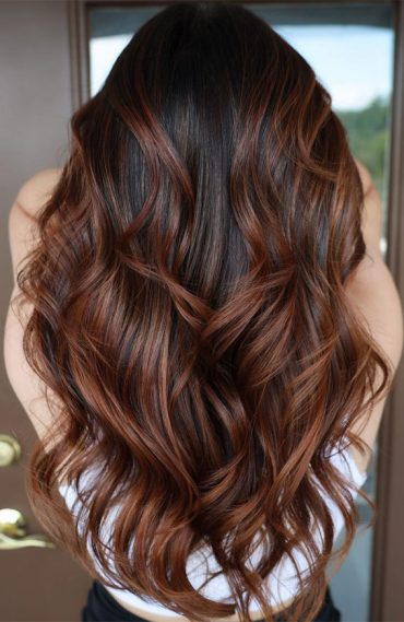 Enchanting Hair Colour Trends To Illuminate 2024 Soft Copper Brunette   Hair Color Trends 2024 54 370x569 